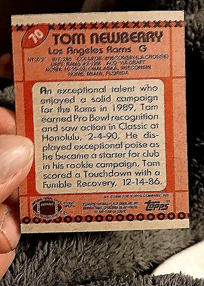 1990 Topps #70 Tom Newberry — back