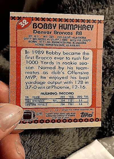 1990 Topps #32 Bobby Humphrey — back