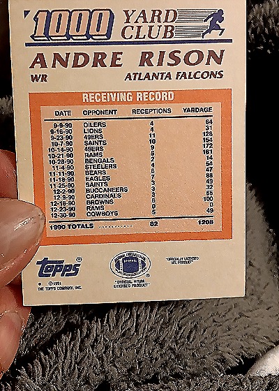 1991 Topps #7 Andre Rison — back