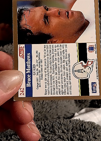 1991 Score #242 Bruce Matthews — back