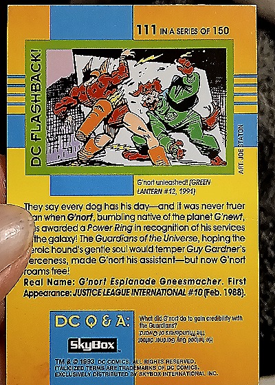 1993 SkyBox DC Cosmic Teams #111 G'Nort — back