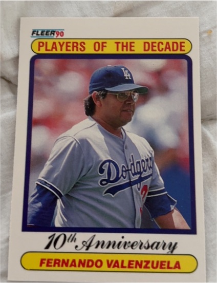 1990 Fleer #622 Fernando Valenzuela Players of the Decade 10th Anniversary — front