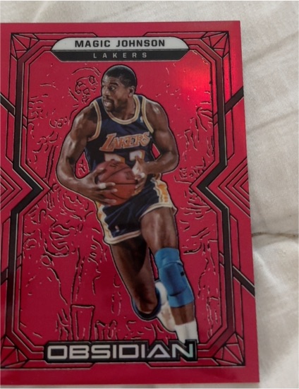 2021-22 Panini Obsidian Electric Etch Red Flood Magic Johnson — front