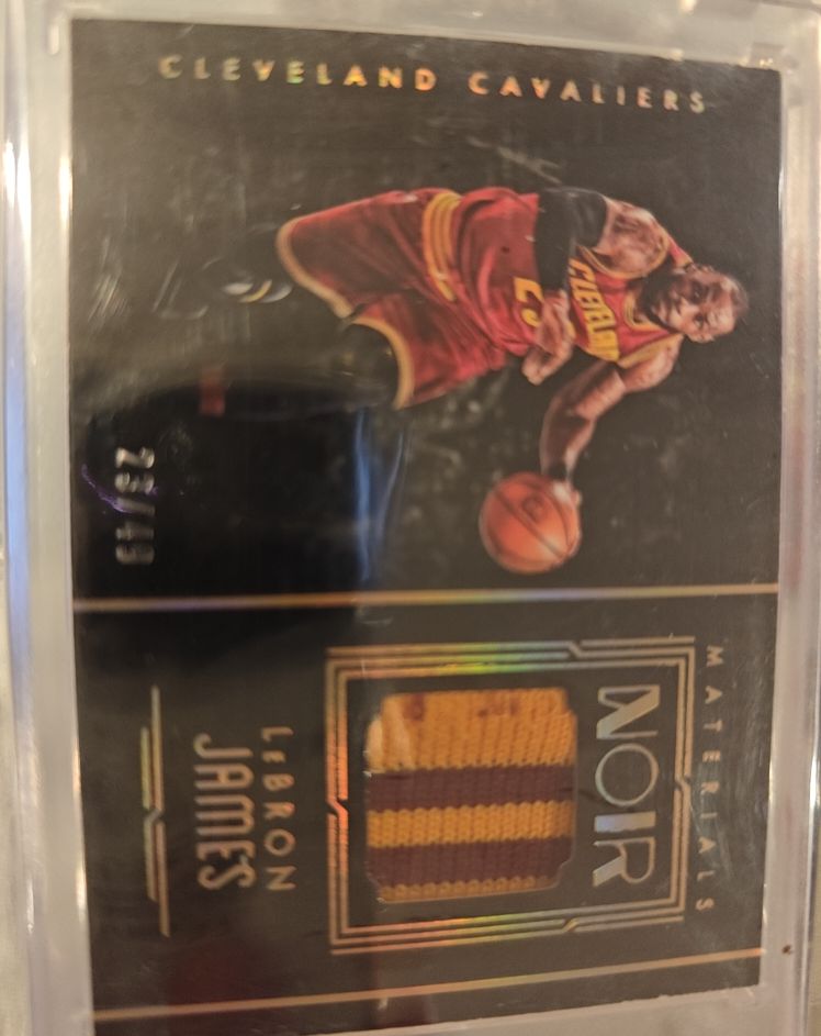 2016-17 Panini Noir Materials Black and White Prime #MC-LJA LeBron James — front