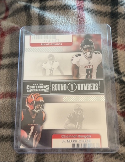 2021 Panini Contenders Round 1 Numbers #RN-KPI Ja'Marr Chase/Kyle Pitts — front