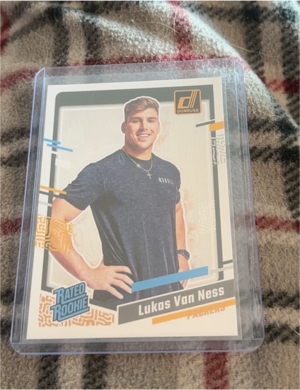 2023 Donruss #45 Lukas Van Ness Rated Rookie Canvas Portrait — front