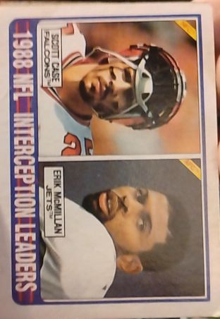 1989 Topps #221 1988 NFL Interception Leaders (Scott Case / Erik McMillan) — front