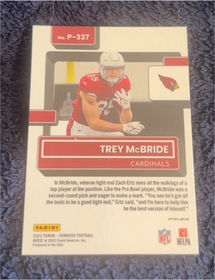 2022 Panini Donruss Football #P-337 Trey McBride — front