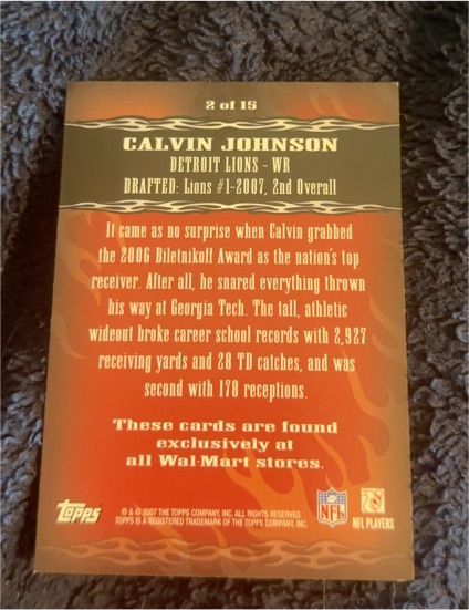 2007 Topps #2 Calvin Johnson — front
