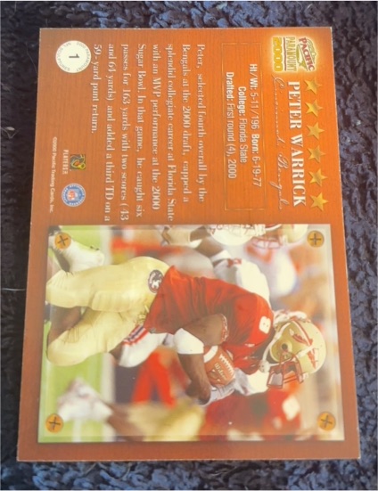 2000 Pacific Rookies & Stars Draft Class #1 Peter Warrick — front