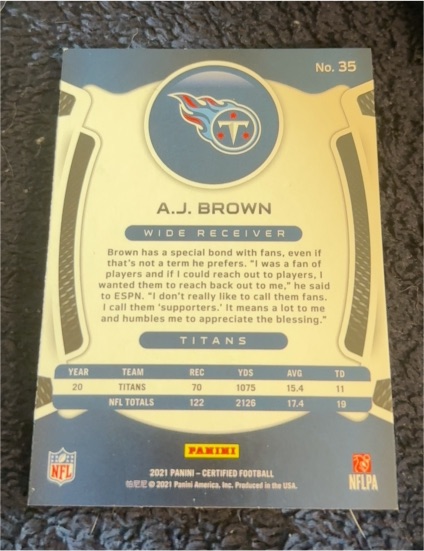 2021 Panini Certified #35 A.J. Brown — front