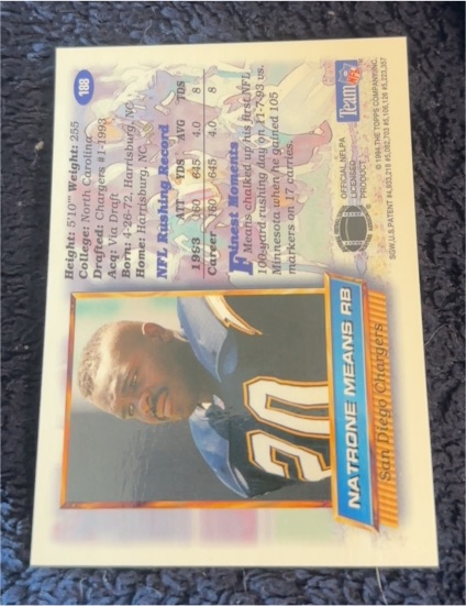 1989 Pro Set #188 Natrone Means — front