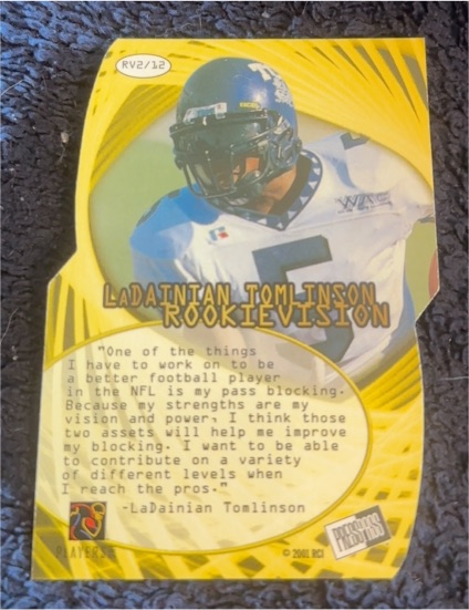 2001 Press Pass SE Rookievision #RV2 LaDainian Tomlinson — front