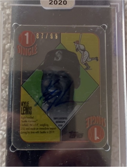 2020 Topps Clearly Authentic 1951 Red Blue Backs #1 Kyle Lewis — front