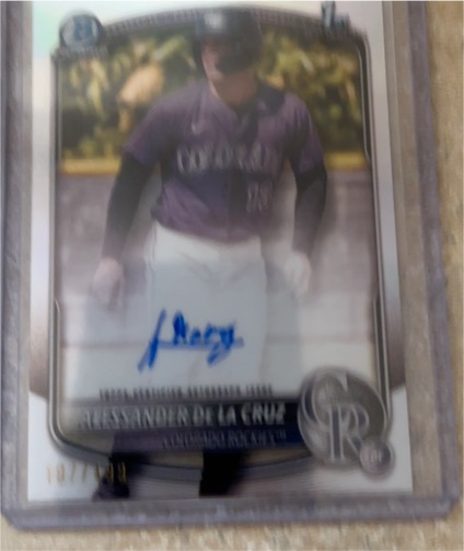 2025 Bowman Chrome #CPA-AD Alessander De La Cruz 1st Bowman Auto Rockies — front