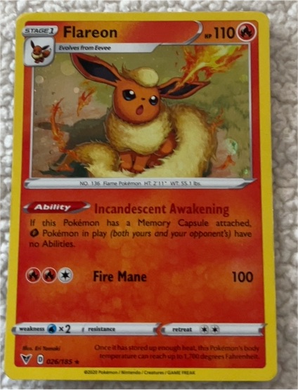 2020 Pokémon SWSH04: Vivid Voltage #026 Flareon — front
