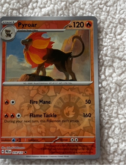 2016 Pokémon Prismatic Evolutions #016 Pyroar — front