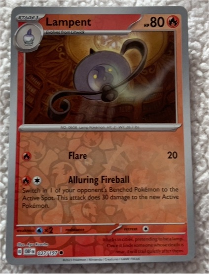 2023 Pokémon Obsidian Flames #037 Lampent — front