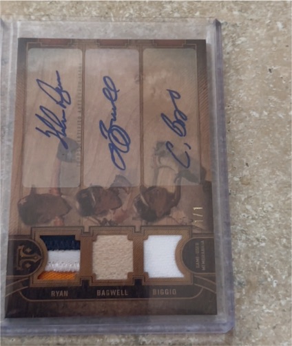 2014 Topps Triple Threads Ryan Bagwell Biggio Triple Autograph Relic — front