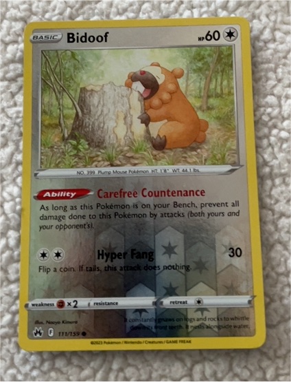 2023 Pokémon Crown Zenith #111 Bidoof — front