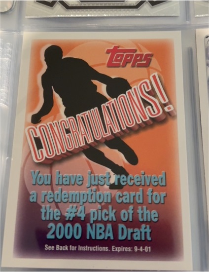 2000 Topps NBA Draft Pick Redemption #4 — front