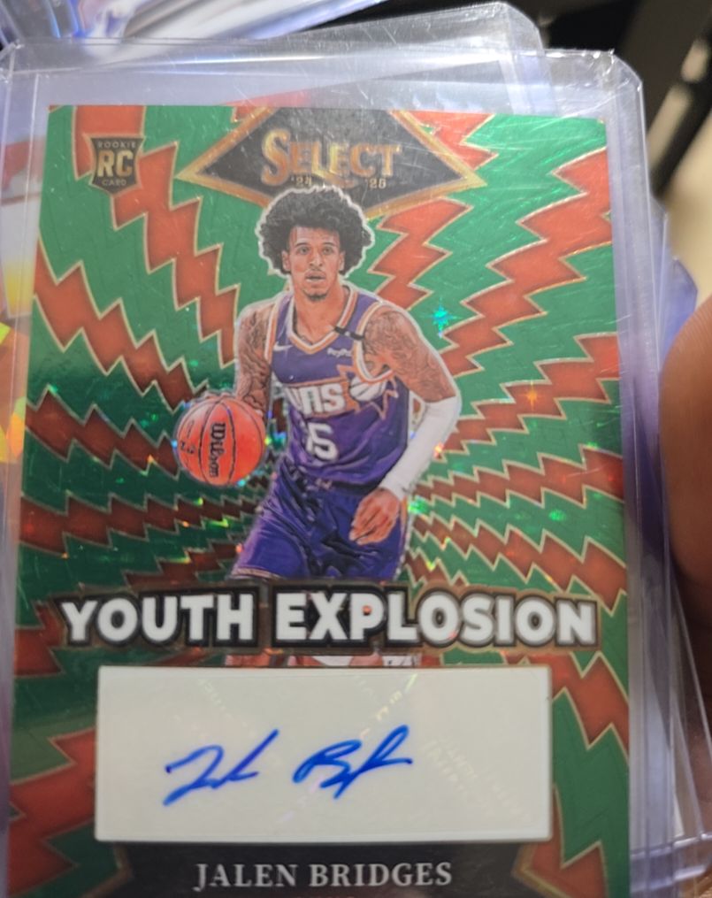 2024-25 Panini Select #YE-BRD Jalen Bridges Youth Explosion Silver Prizm Rookie Card — front
