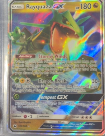2018 Pokémon Celestial Storm #109 Rayquaza GX — front