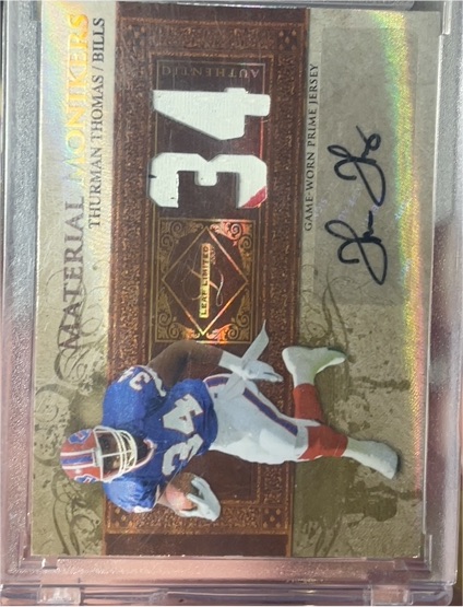 2007 Leaf Limited Material Monikers #MM-34 Thurman Thomas — front