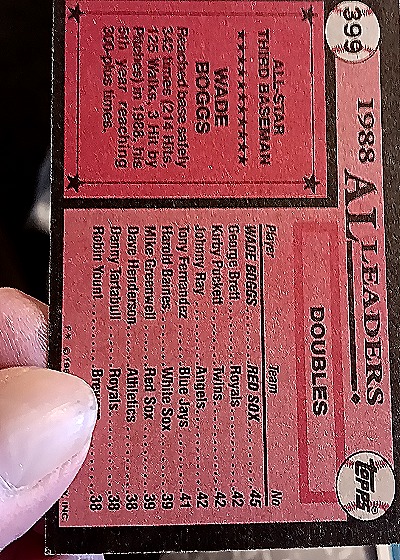 1988 Topps #38 Wade Boggs All Star — back