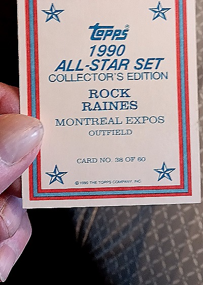 1990 Topps All-Star Set Collector's Edition #38 Rock Raines — back