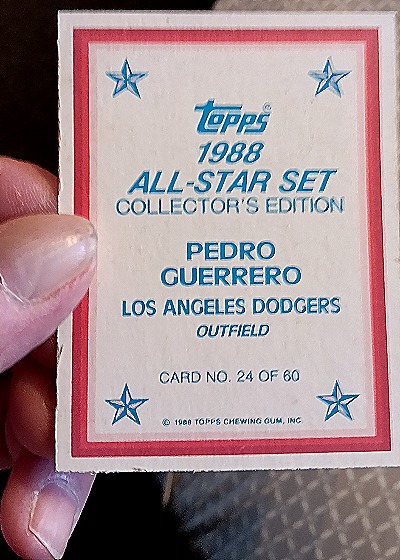 1988 Topps All-Star Set Collector's Edition #24 Pedro Guerrero — back