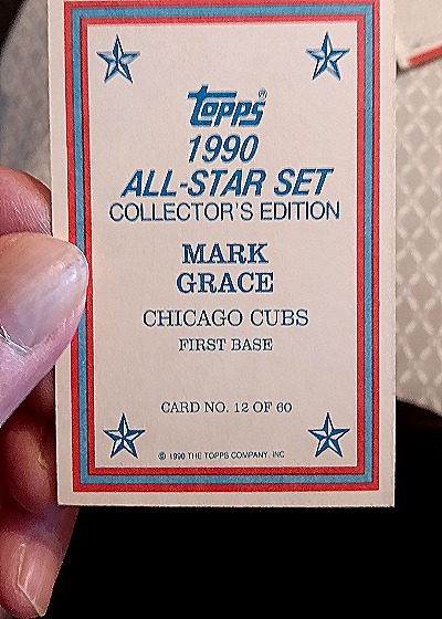 1990 Topps All-Star Set #12 Mark Grace — back