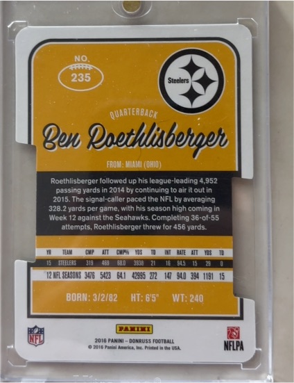 2016 Panini Donruss #235 Ben Roethlisberger — front