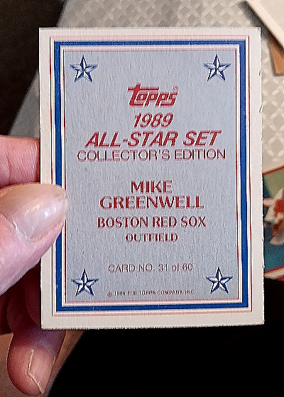 1989 Topps All-Star Set #31 Mike Greenwell — back