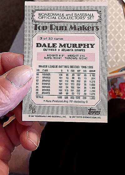 1987 Topps #3 Dale Murphy — back