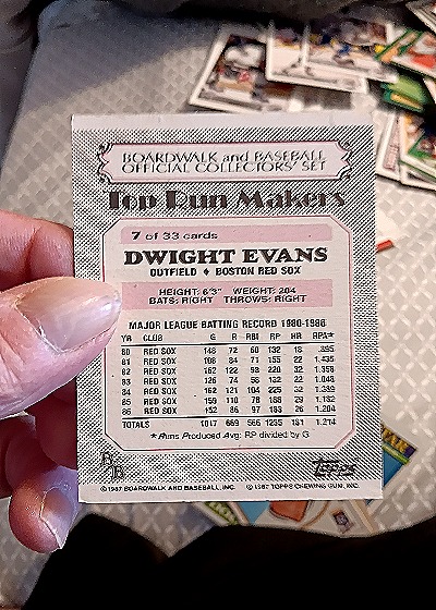 1987 Topps Boardwalk and Baseball Top Run Makers #7 Dwight Evans — back