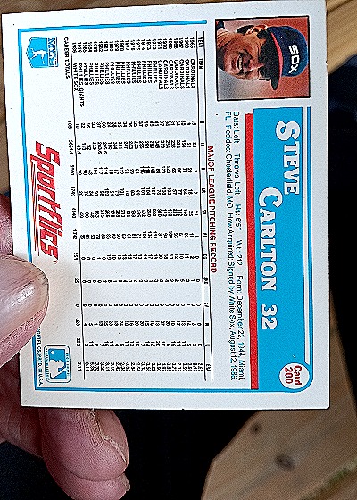 1987 Sportflics #200 Steve Carlton — back