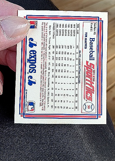 1986 Sportflics Baseball #141 Tim Raines — back