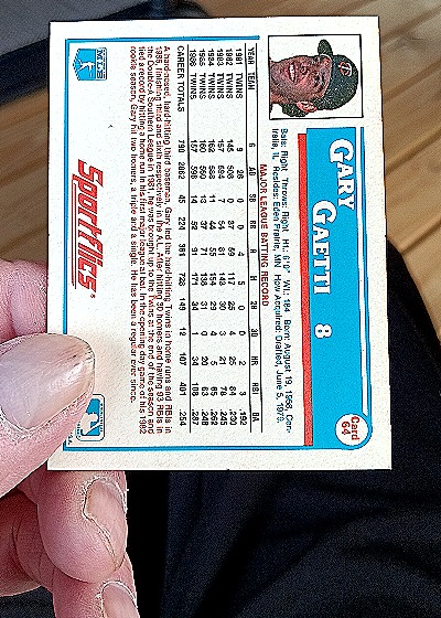 1987 Sportflics #8 Gary Gaetti — back