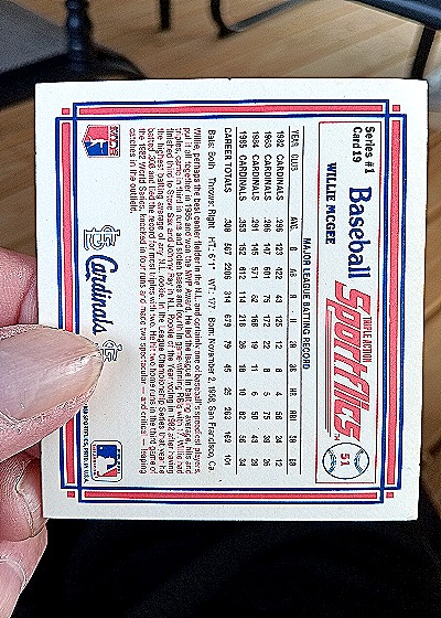1986 Sportflics #14 Willie McGee — back