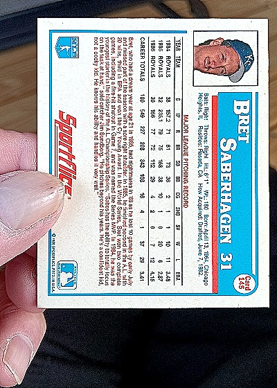 1987 Sportflics #149 Bret Saberhagen — back