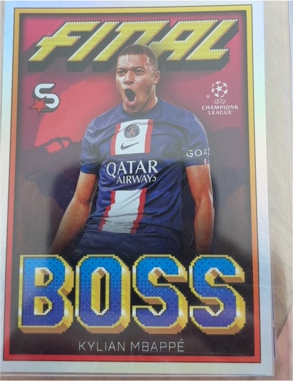 2022-23 Topps UEFA Superstars Final Boss #FB-KM Kylian Mbappé — front