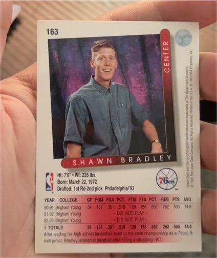 1993 SkyBox #163 Shawn Bradley — front
