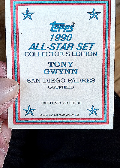 1990 Topps All-Star Set #56 Tony Gwynn — back