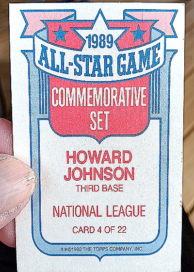 1989 Topps All-Star #4 Howard Johnson — back