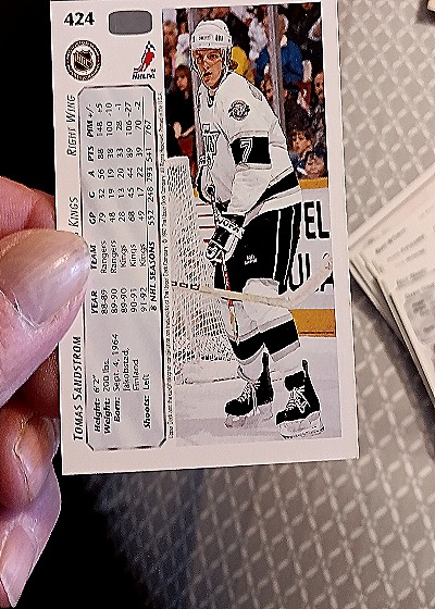 1991 Upper Deck #424 Tomas Sandstrom — back