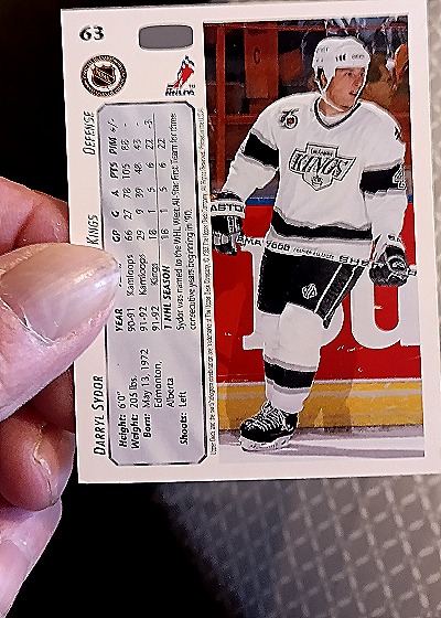 1992-93 Upper Deck #63 Darryl Sydor — back