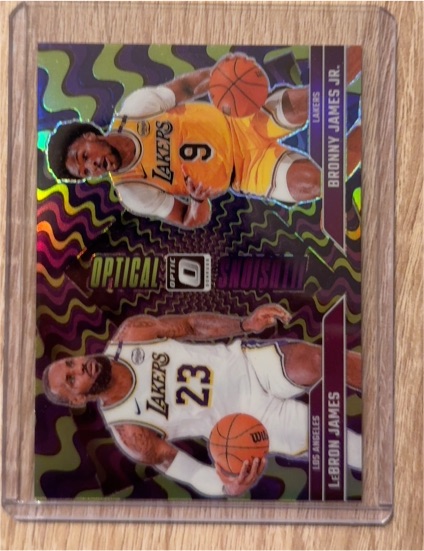 2024-25 Donruss Optic #2 LeBron James & Bronny James Jr. Optical Illusions — front
