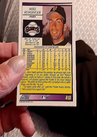1992 Score #410 Mike Remlinger — back