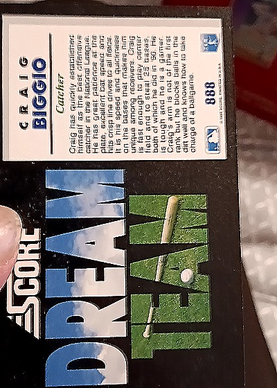 1992 Score #888 Craig Biggio Dream Team — back